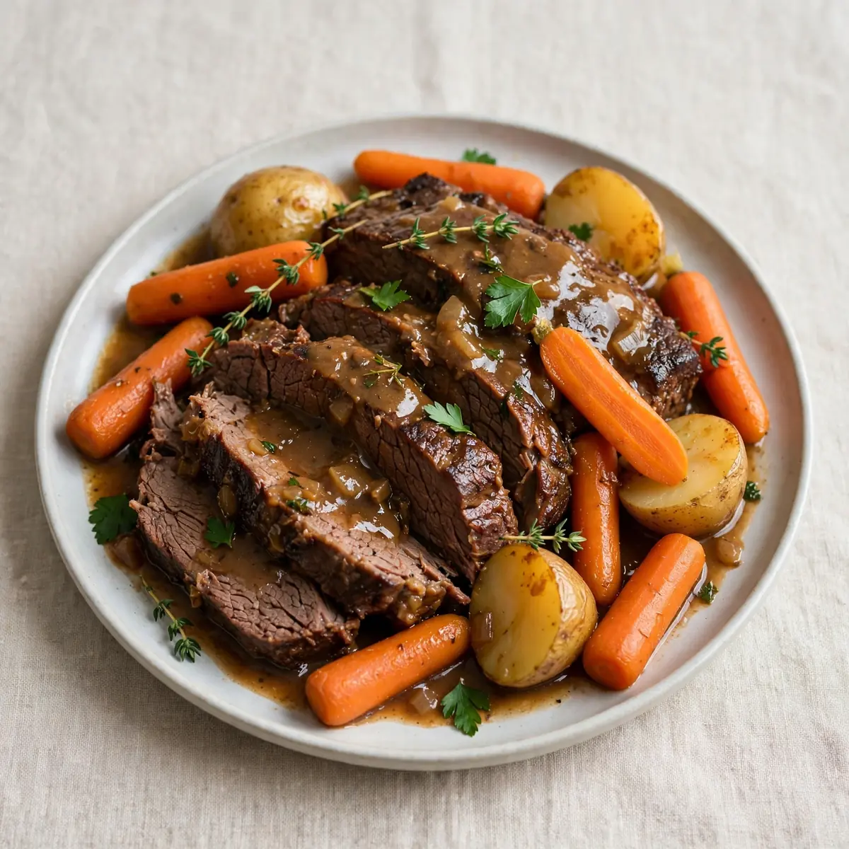 Classic American Pot Roast With Carrots And Potatoes