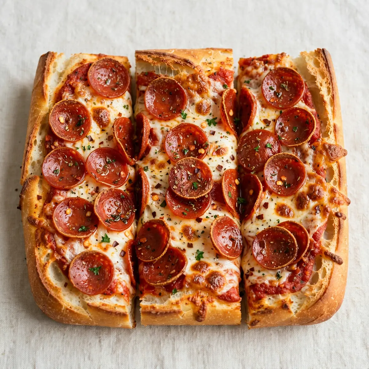 Cozy Weekend Project: French Bread Pizza with Crispy Pepperoni