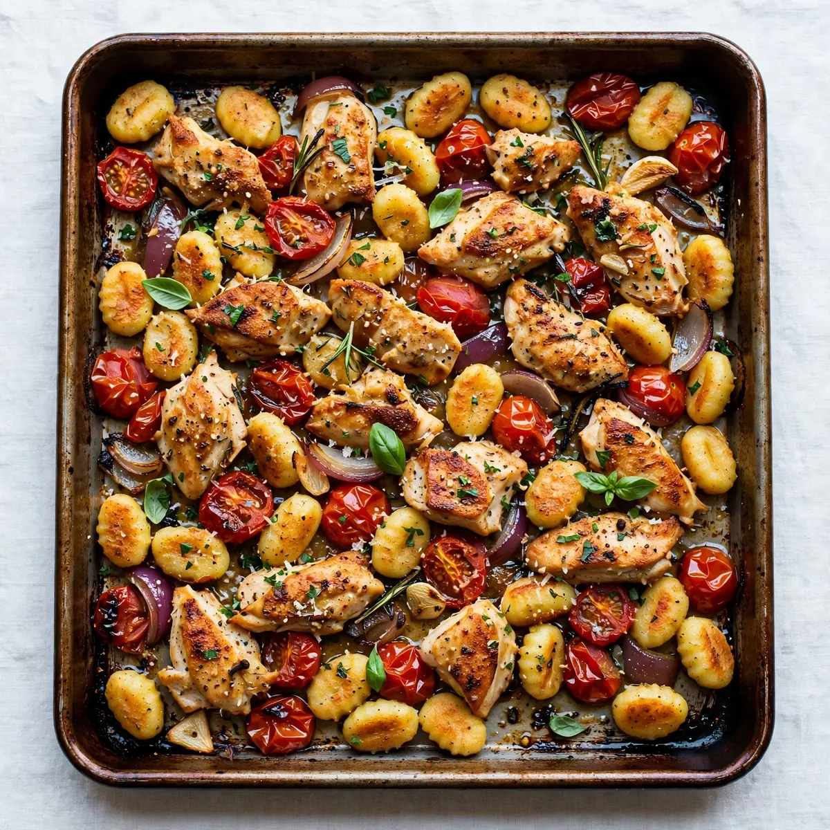 Cozy Weekend Project: Sheet Pan Chicken Gnocchi and Tomatoes