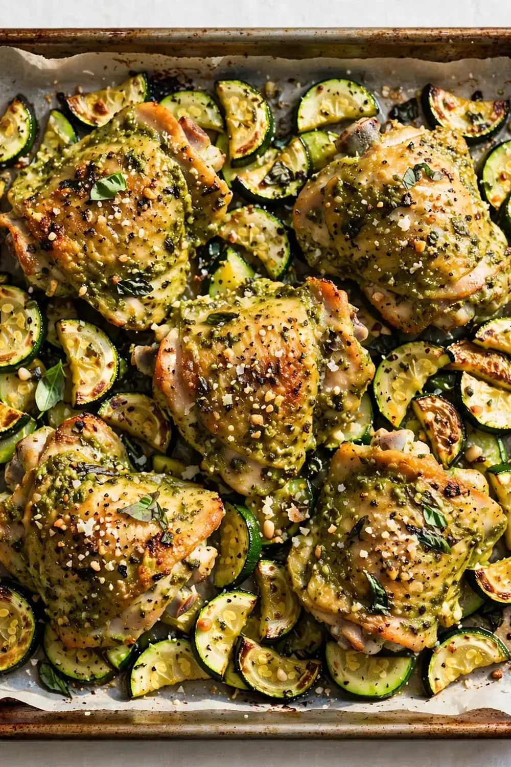 Sheet Pan Pesto Chicken and Zucchini