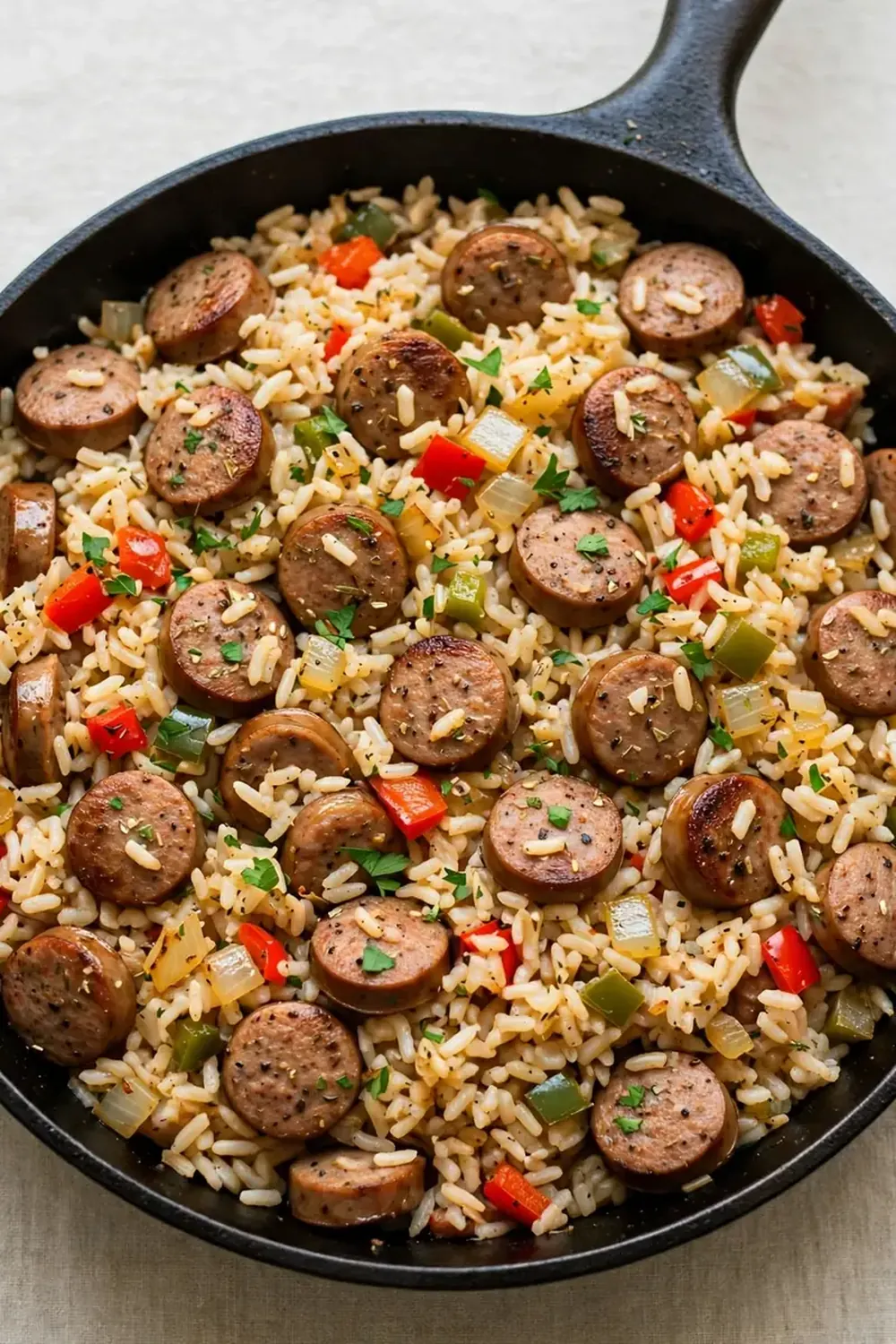 Turkey Sausage and Rice Skillet