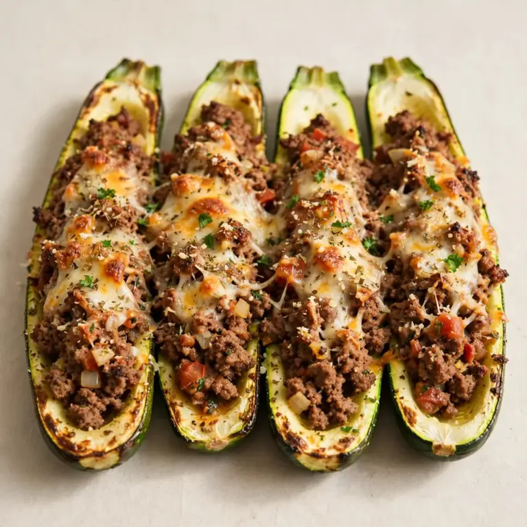 Ground Beef Stuffed Zucchini Boats
