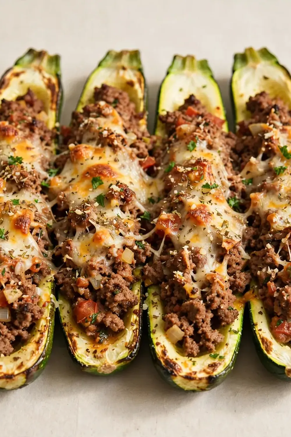 Ground Beef Stuffed Zucchini Boats