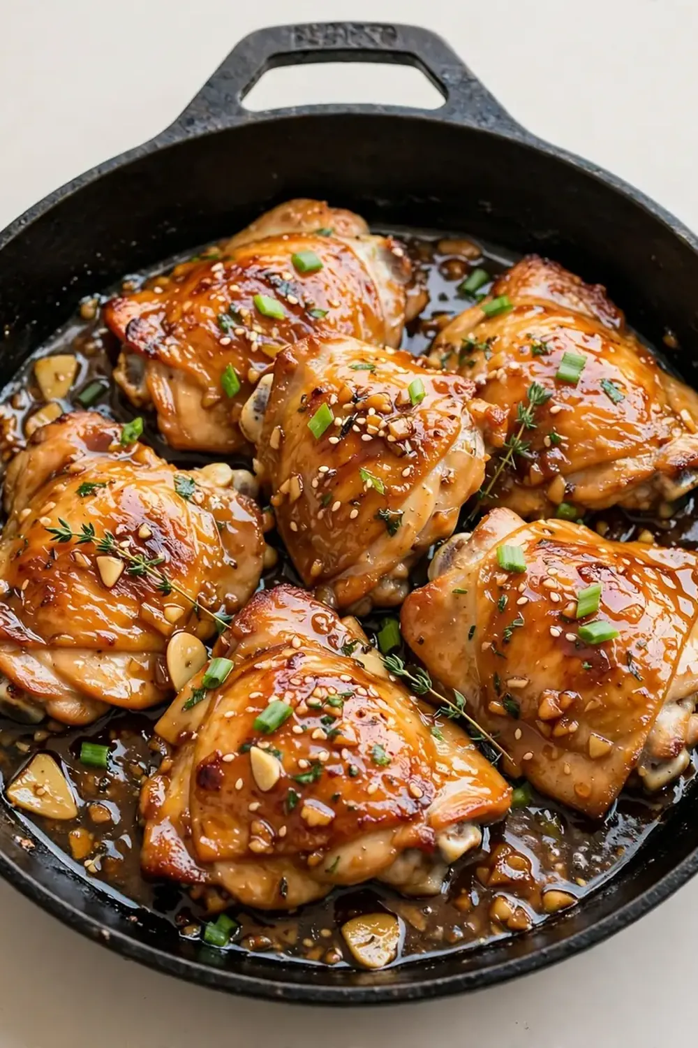 Honey Garlic Chicken Thighs Skillet