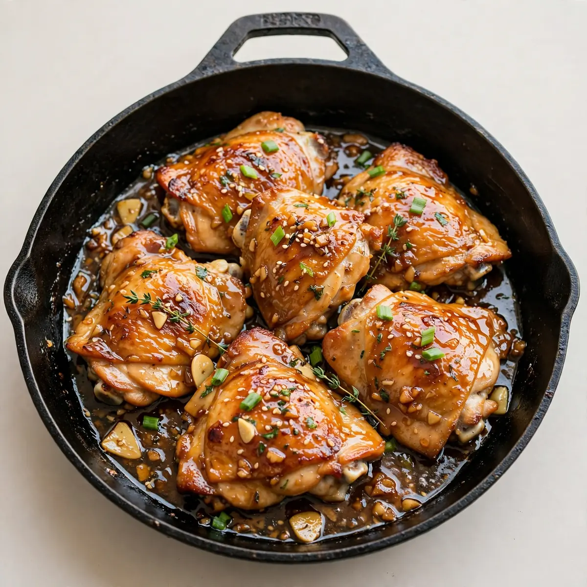 Honey Garlic Chicken Thighs Skillet