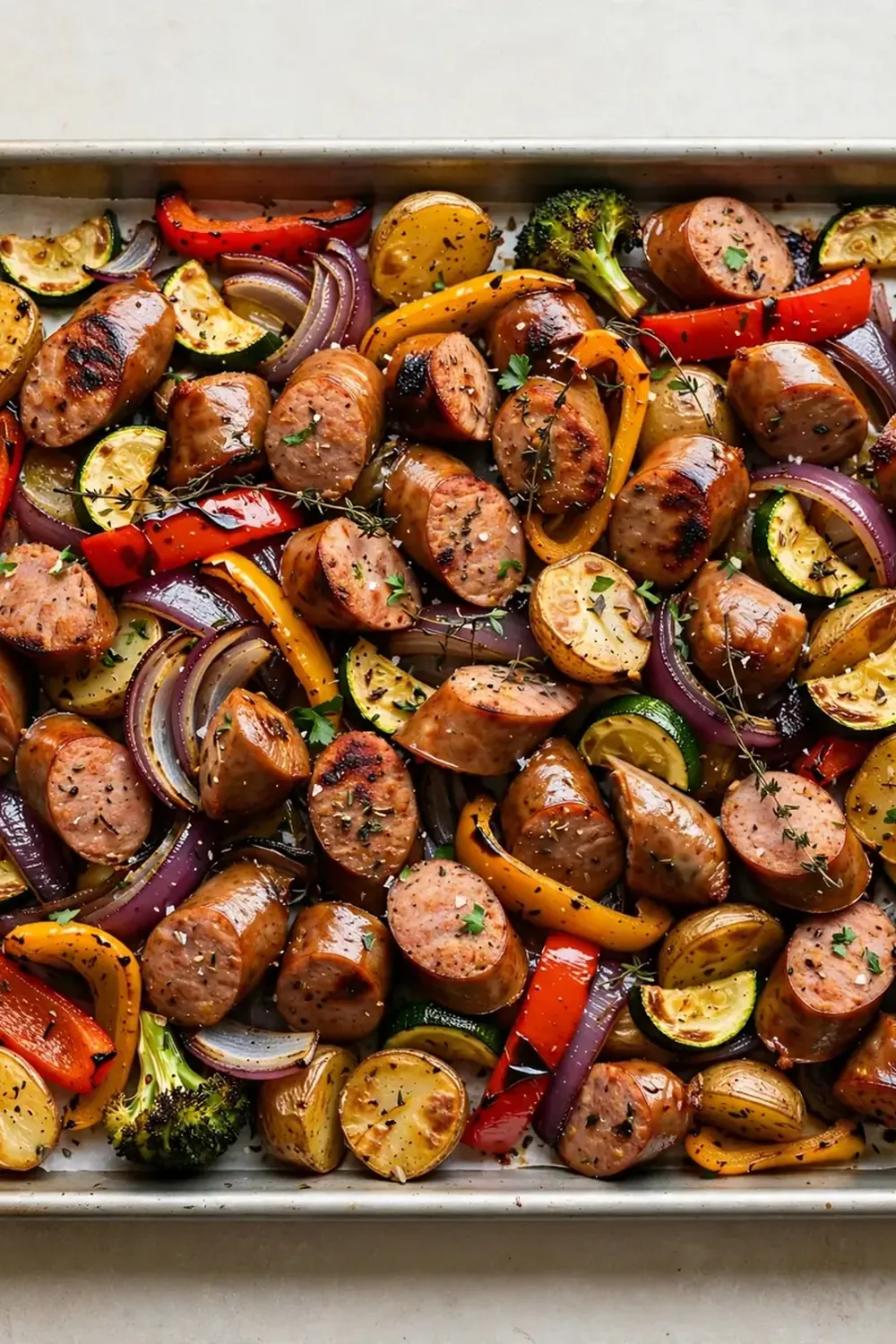 Sheet Pan Smoked Turkey Sausage and Veggies