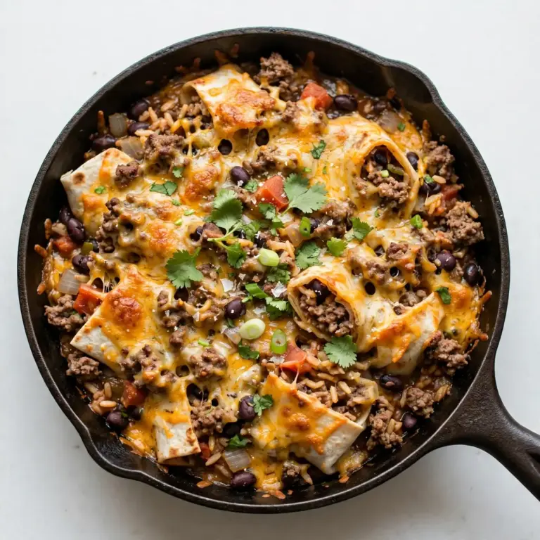 The Cozy Aroma of a Cheesy Beef Burrito Skillet